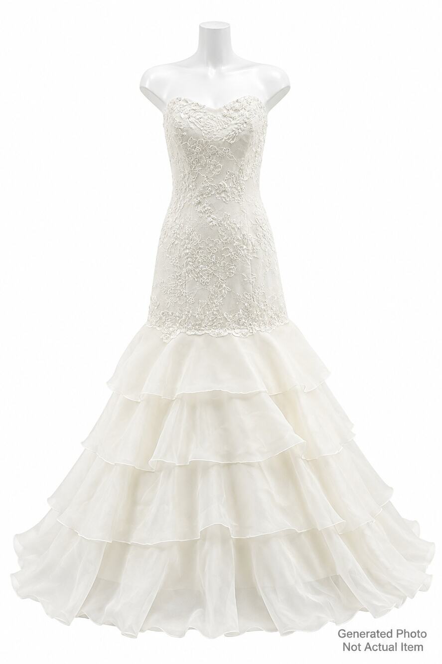 Melissa Sweet Mermaid Wedding Dress Strapless Ivory White Organza Bridal Gown 2
